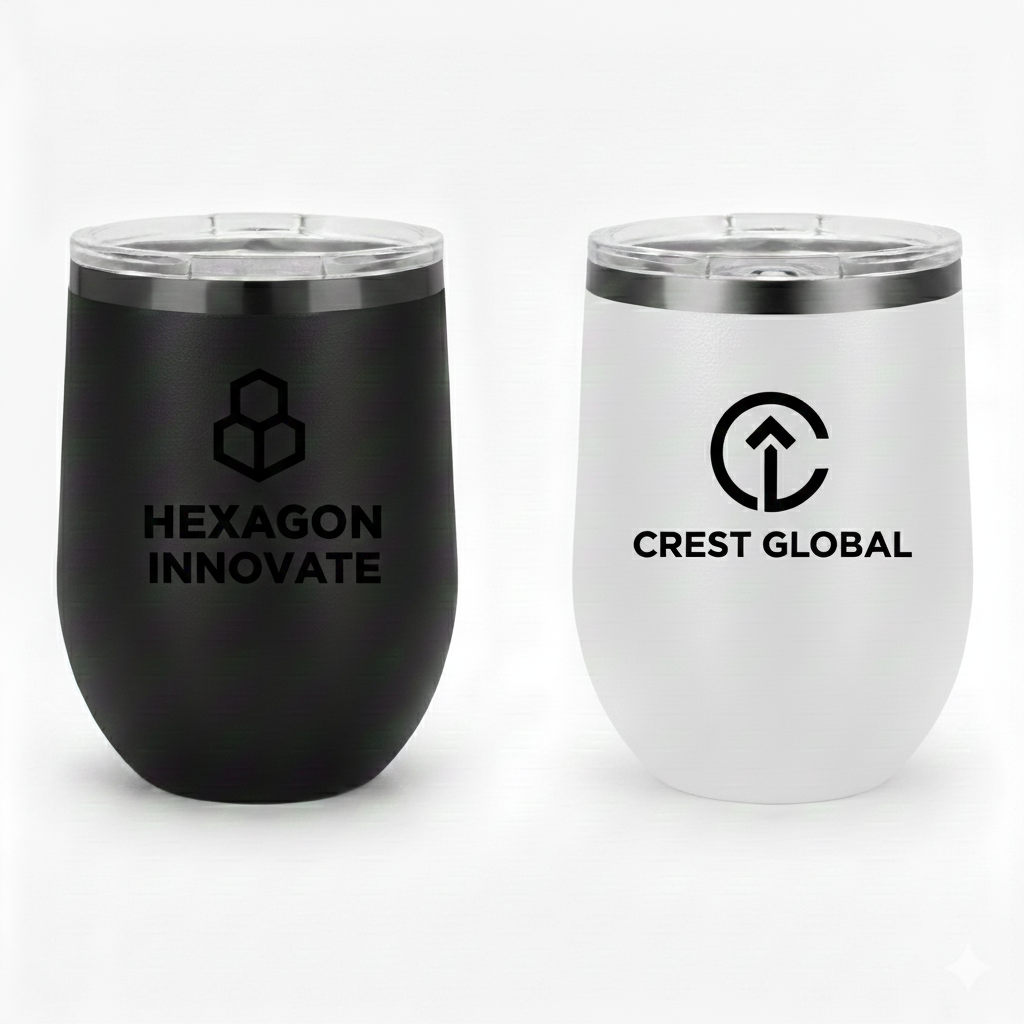 12 oz. Stemless Wine Tumblers | Premium Black Ion Custom Engraving