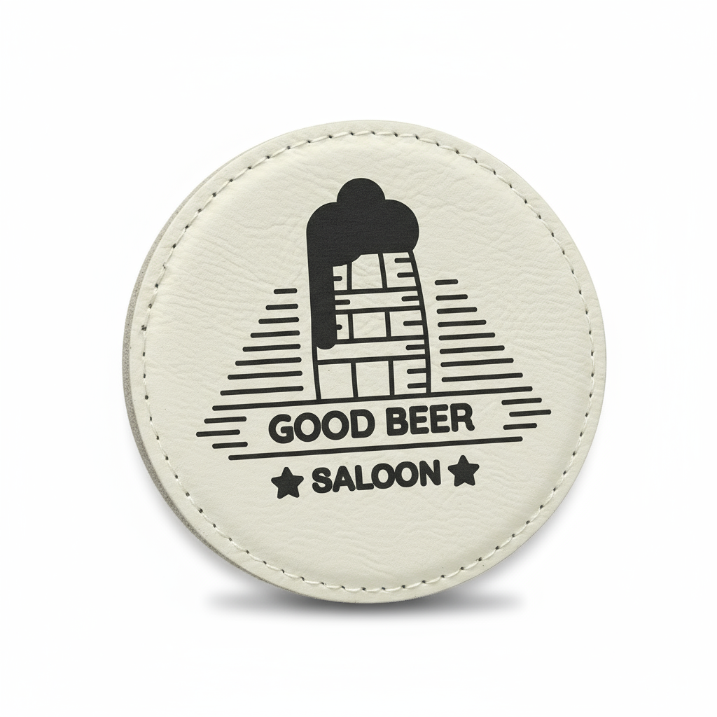 Custom Laser Engravable Leatherette Coaster - Round