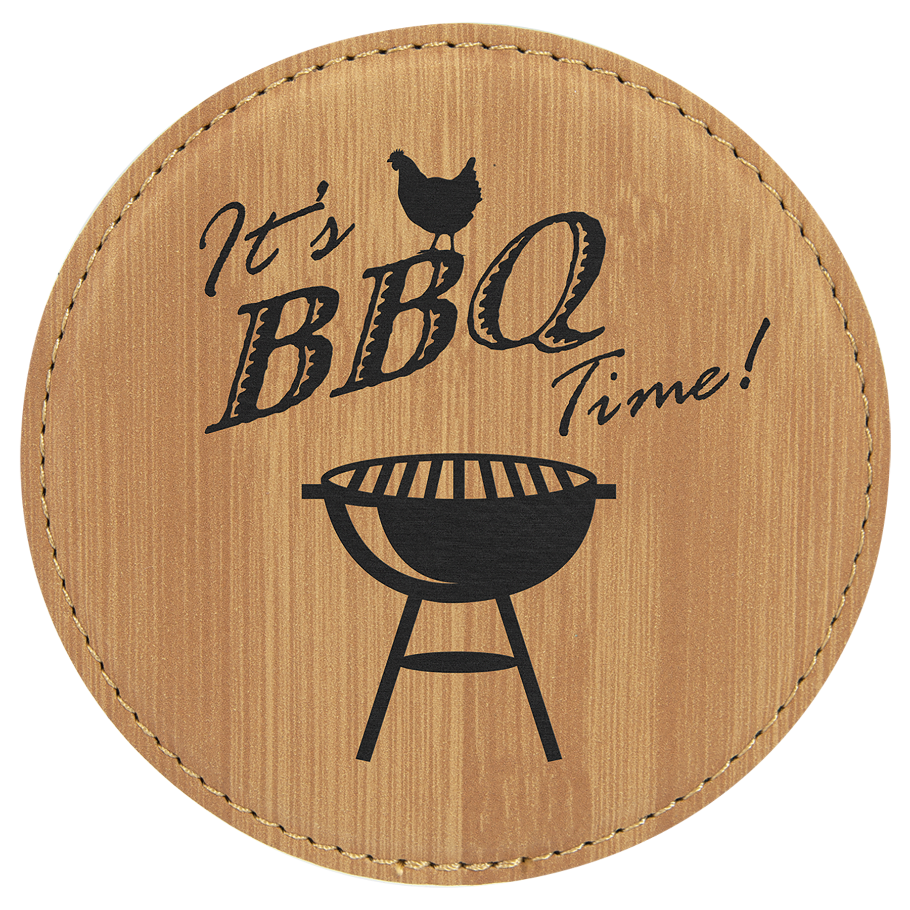 Custom Laser Engravable Leatherette Coaster - Round