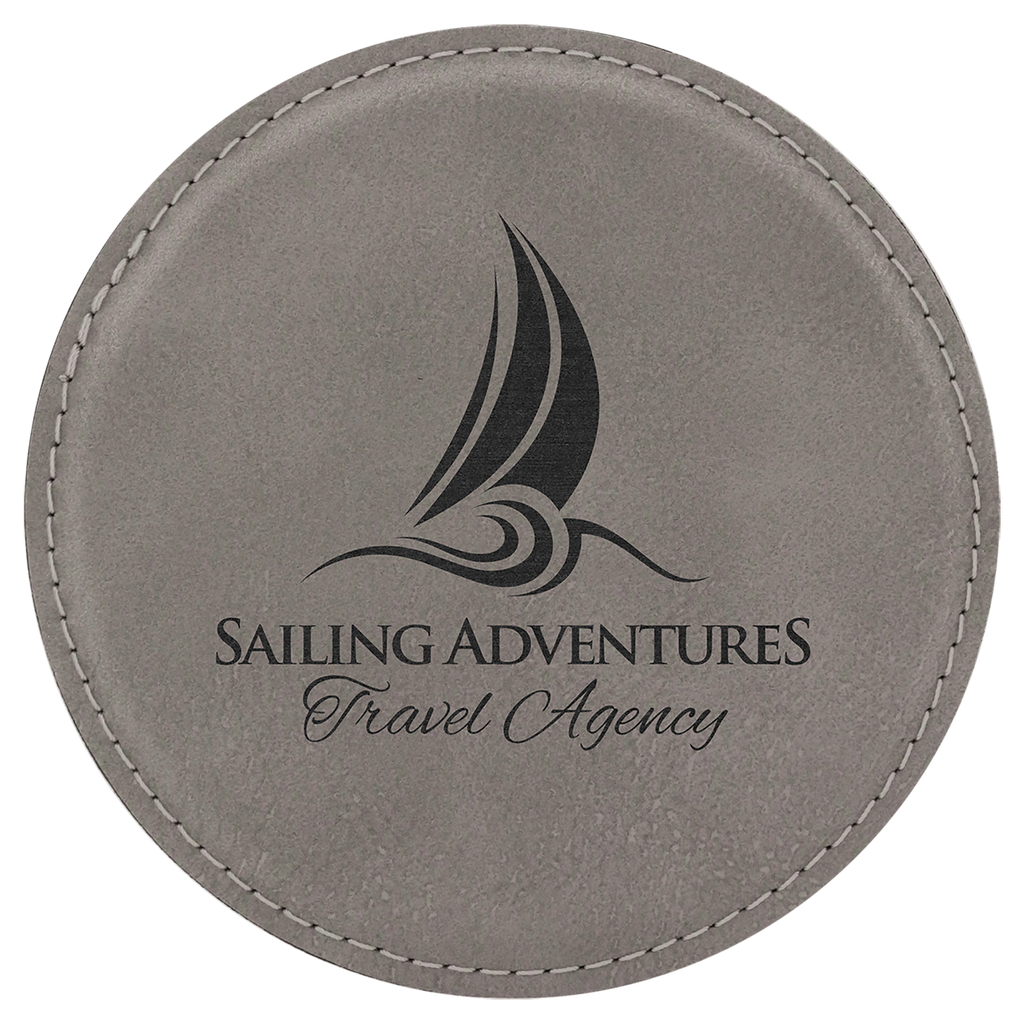 Custom Laser Engravable Leatherette Coaster - Round