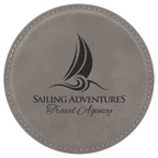 Custom Laser Engravable Leatherette Coaster - Round