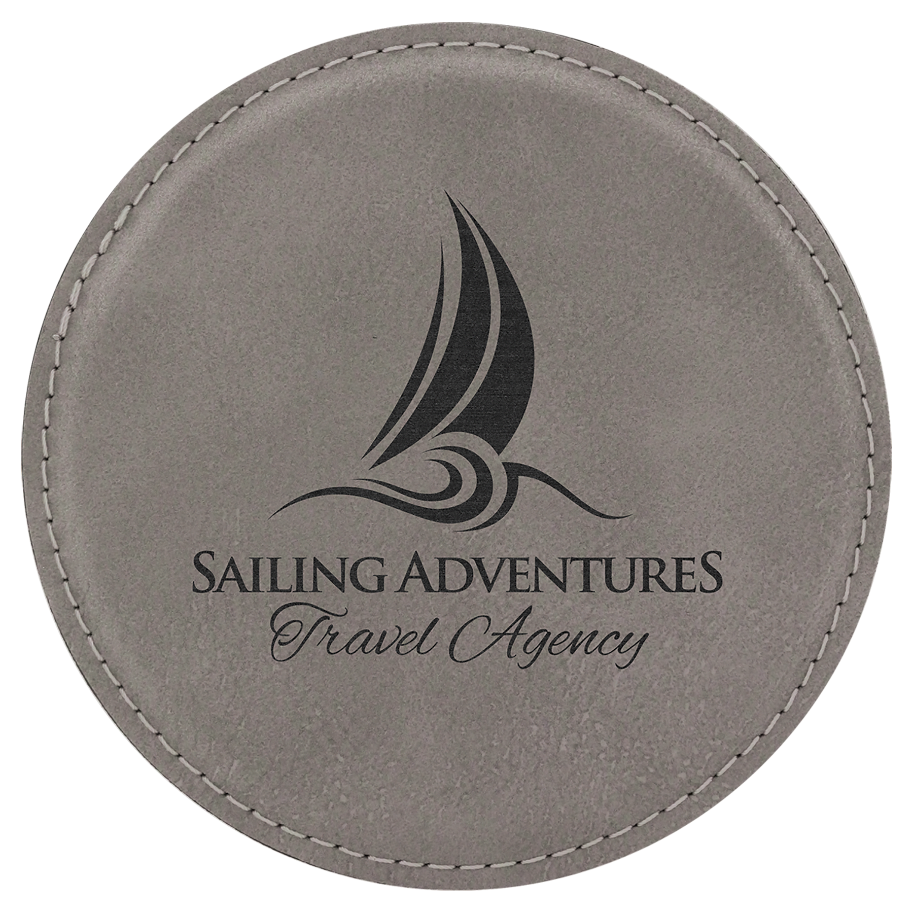 Custom Laser Engravable Leatherette Coaster - Round