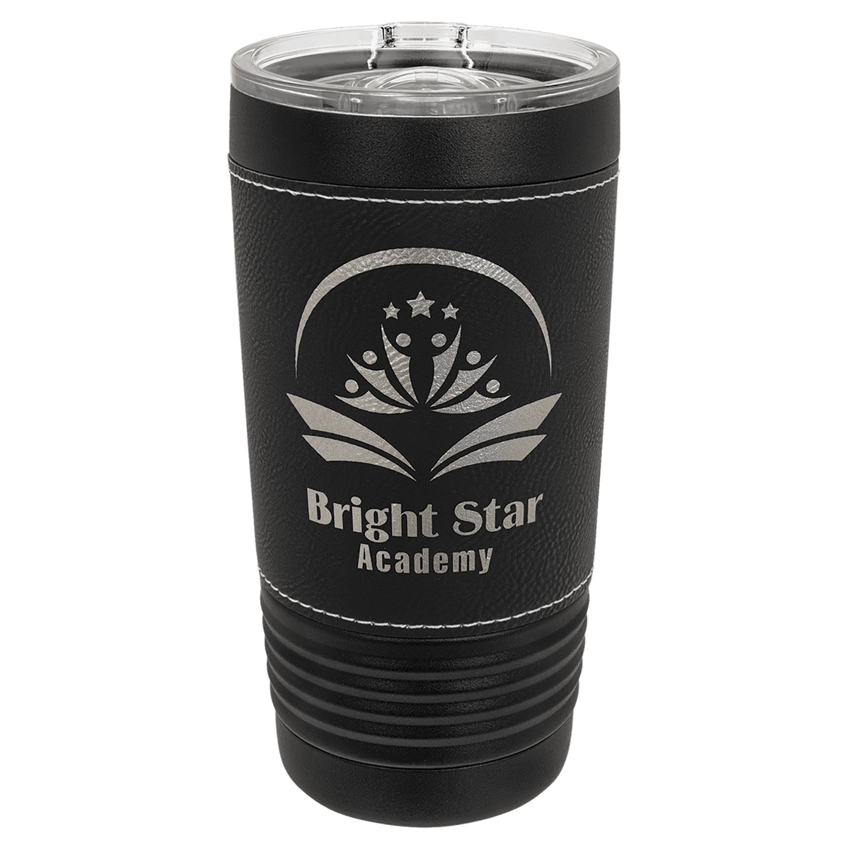Polar Camel 20 oz. Black with Leatherette Tumbler with Slider Lid