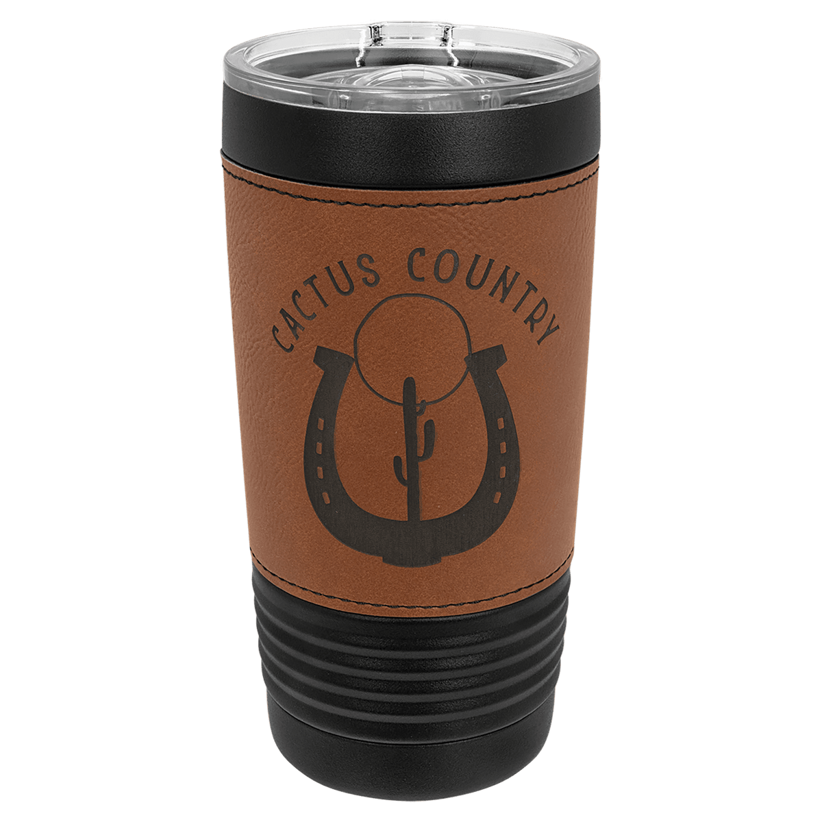 Polar Camel 20 oz. Black with Leatherette Tumbler with Slider Lid
