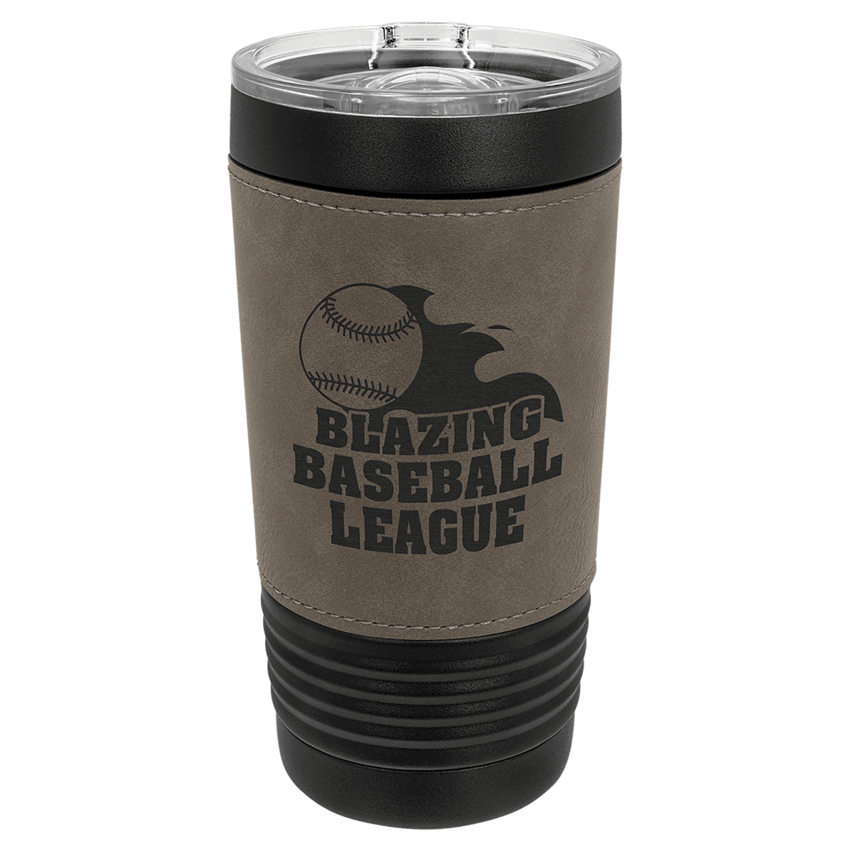 Polar Camel 20 oz. Black with Leatherette Tumbler with Slider Lid