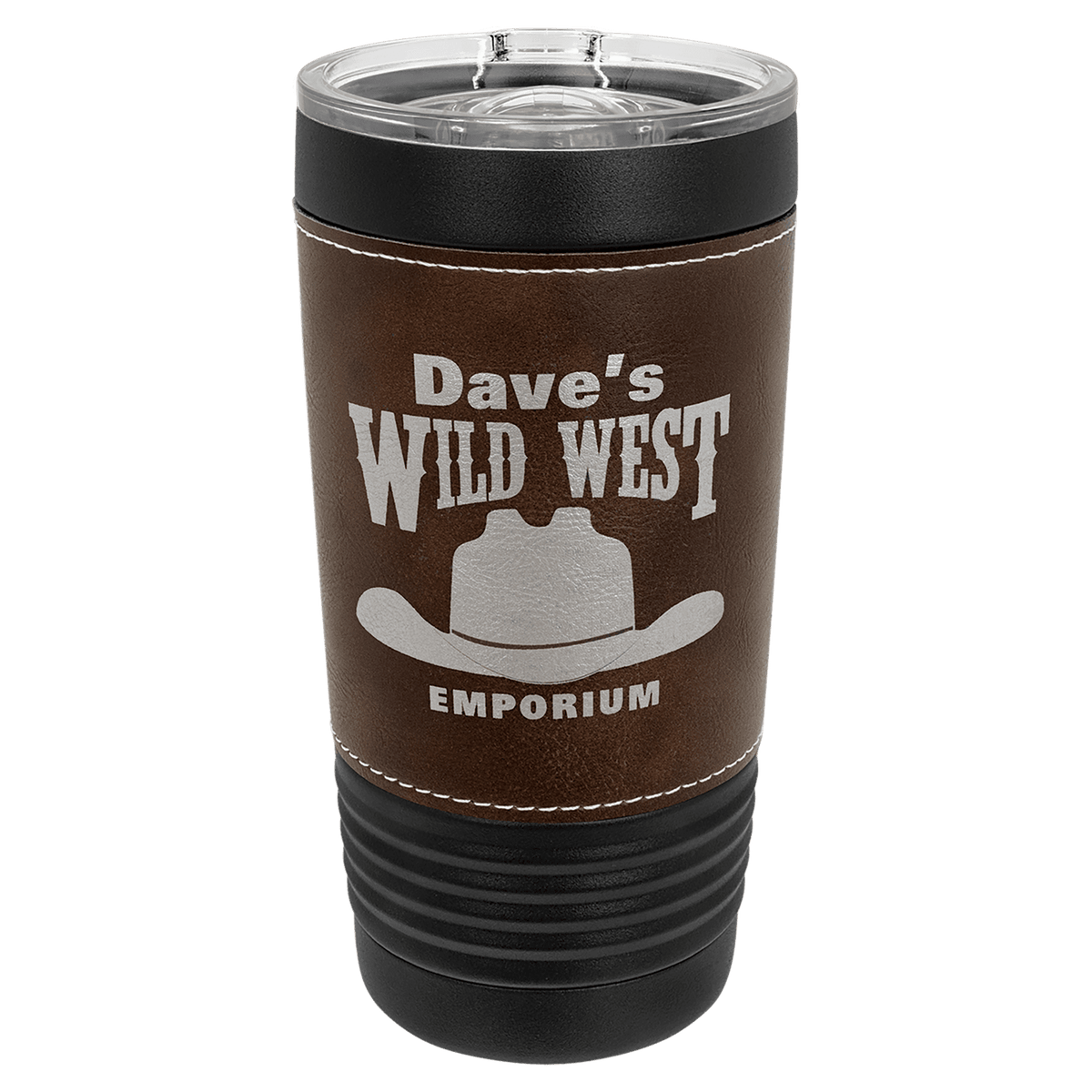 Polar Camel 20 oz. Black with Leatherette Tumbler with Slider Lid