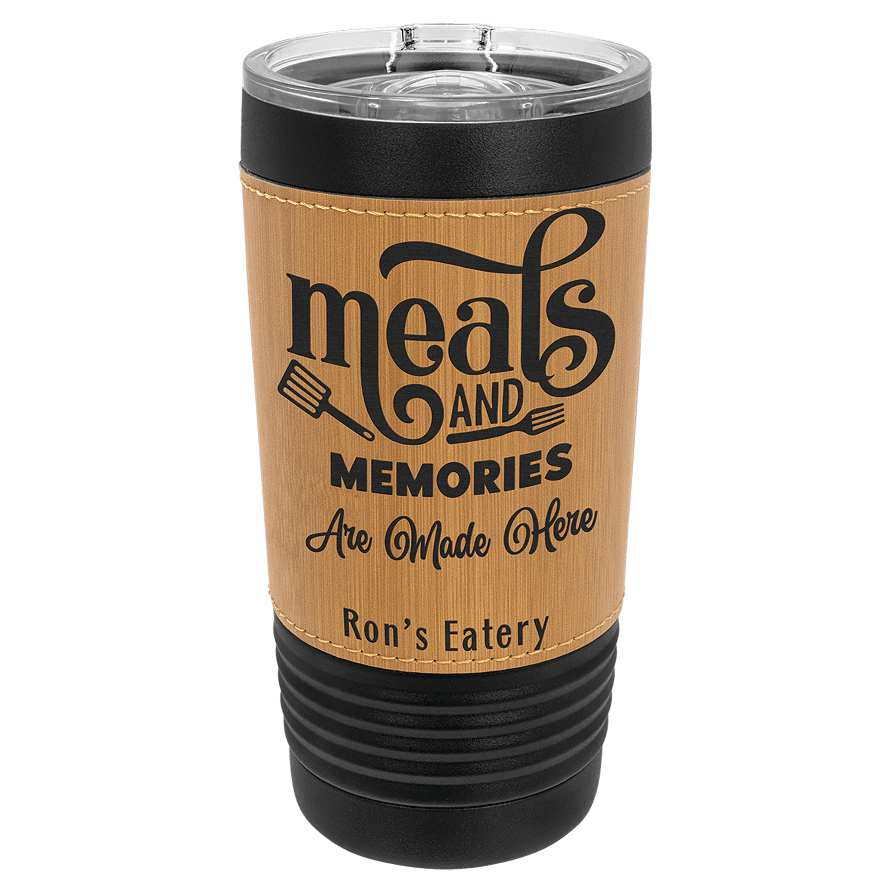 Polar Camel 20 oz. Black with Leatherette Tumbler with Slider Lid