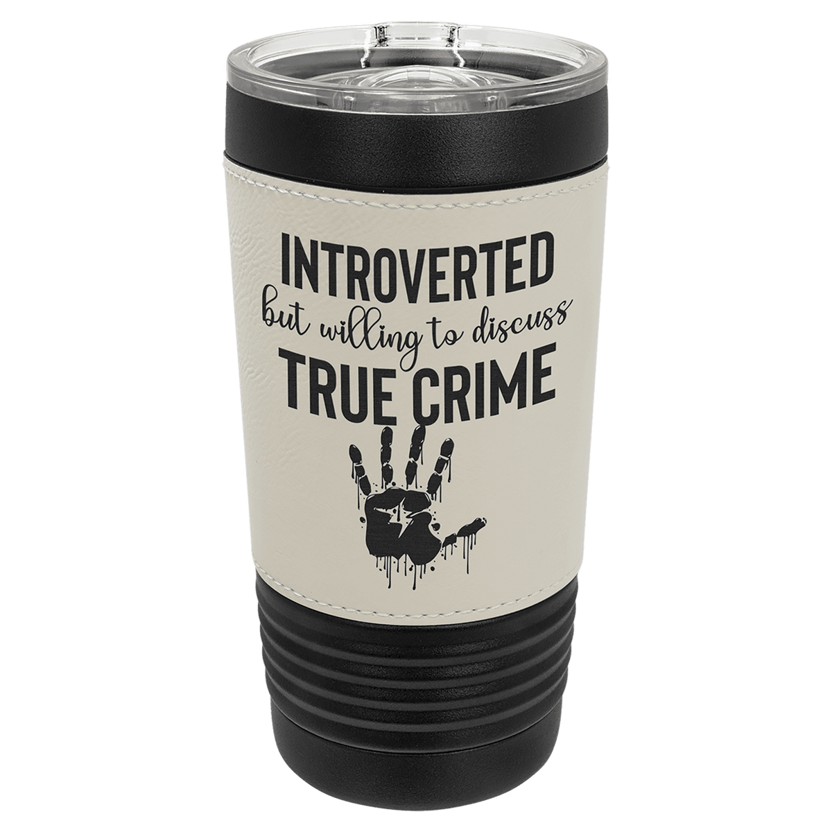 Polar Camel 20 oz. Black with Leatherette Tumbler with Slider Lid