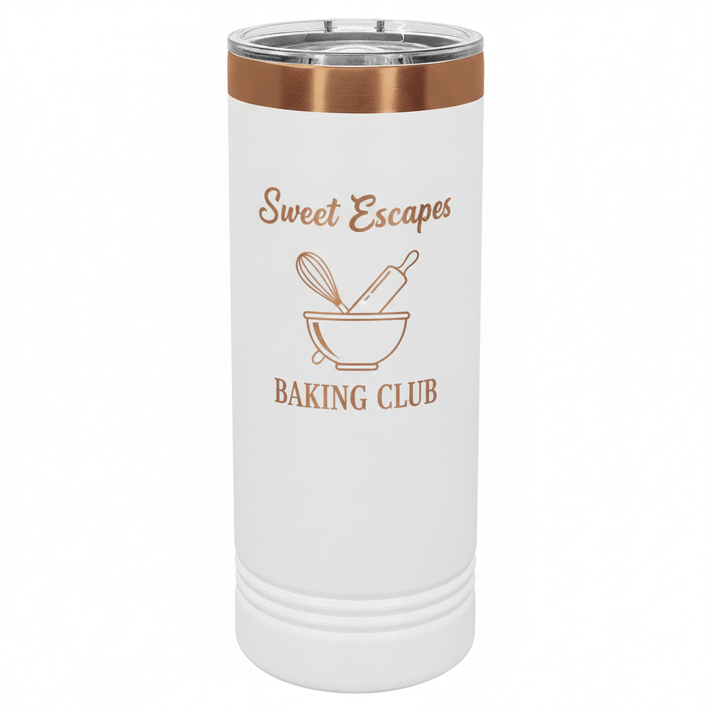 Custom 22 oz. Black or White Rose Gold Skinny Tumbler