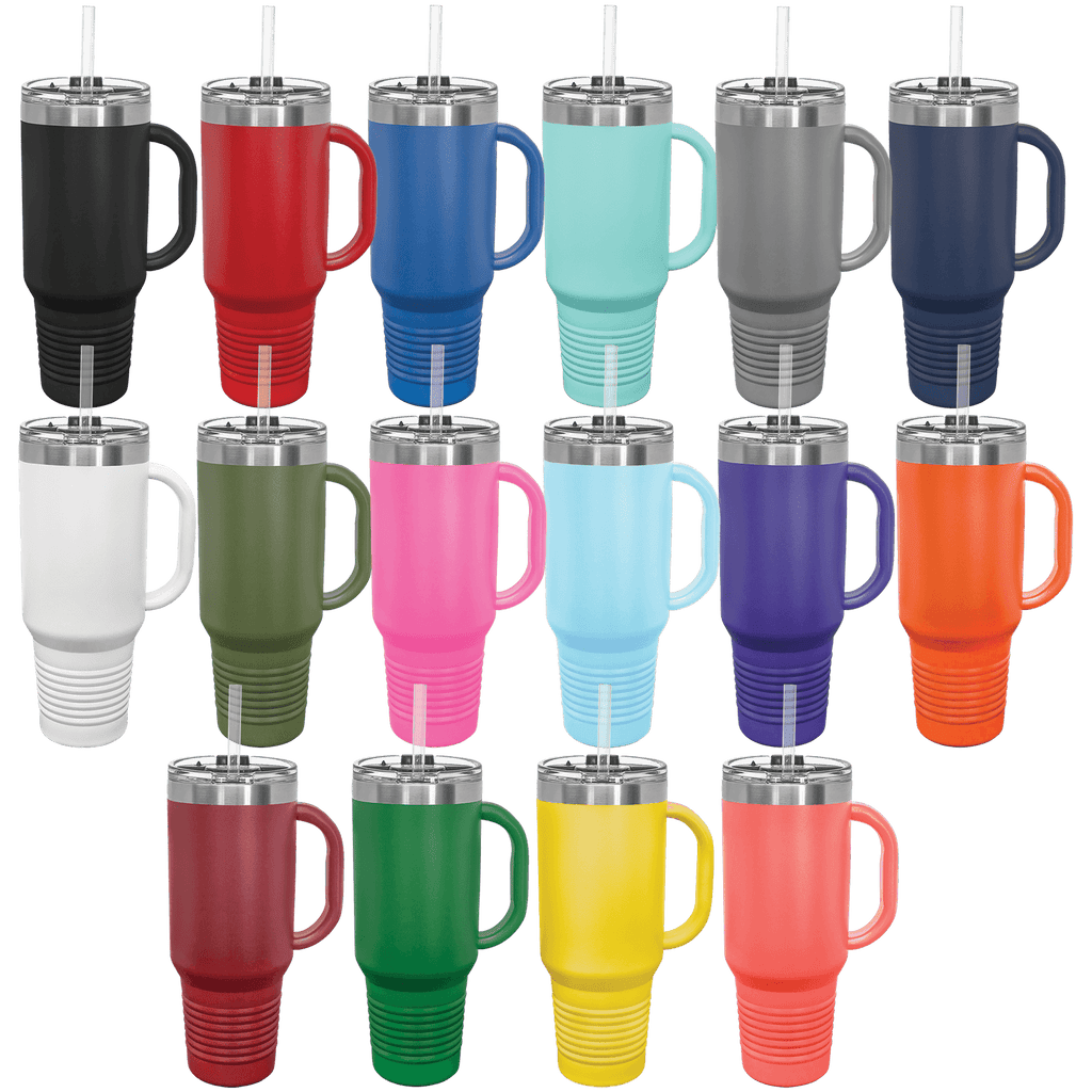 40 oz. Polar Camel High-Endurance Travel Mug with Handle, Snap Lid & Straw- Insulated Powder Coated Tumbler