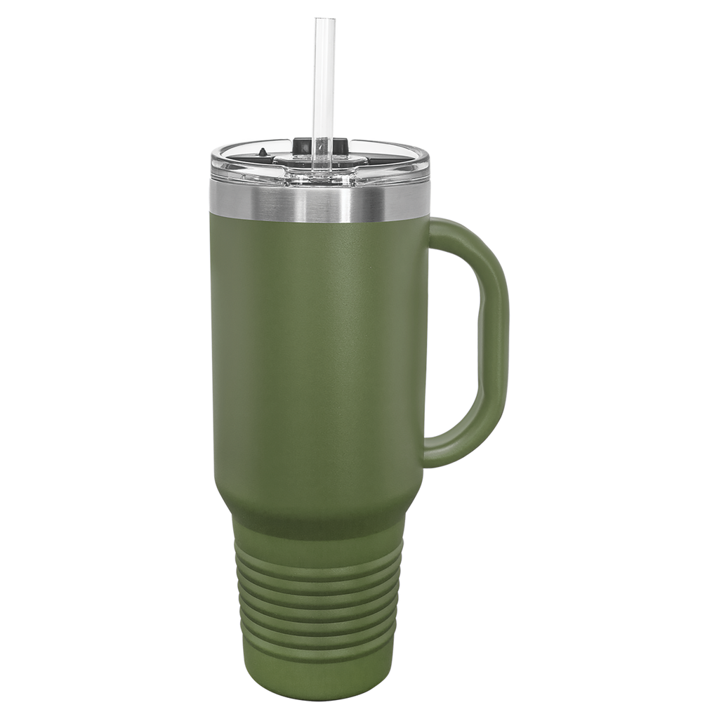 40 oz. Polar Camel High-Endurance Travel Mug with Handle, Snap Lid & Straw- Insulated Powder Coated Tumbler