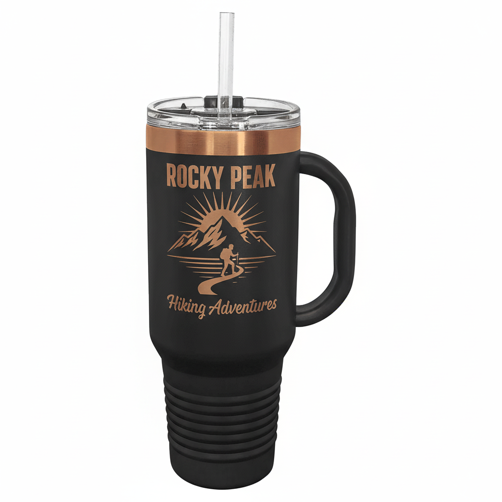 Custom 40 oz. Black or White Rose Gold Travel Mug with Handle