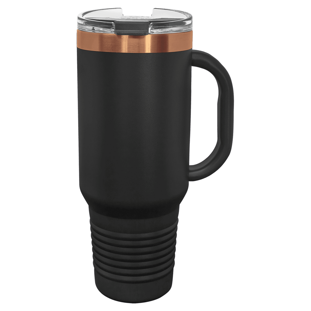 Custom 40 oz. Black or White Rose Gold Travel Mug with Handle
