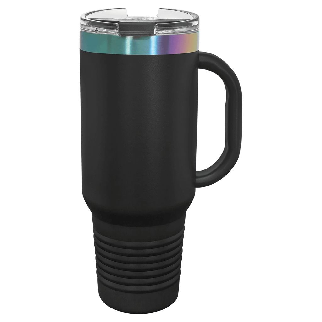 Custom 40 oz. Prism Travel Mug with Handle & Straw in White or Black