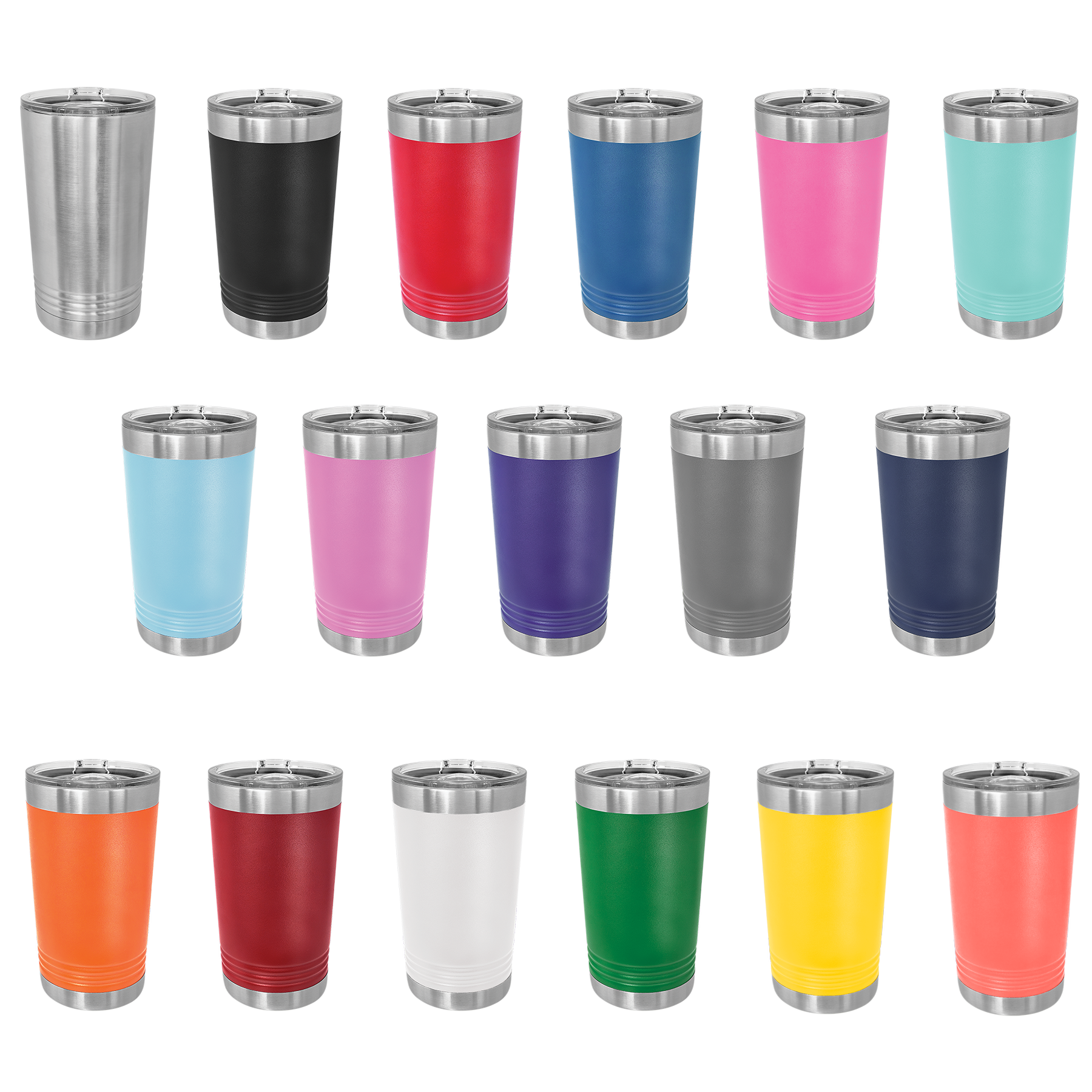 16 oz. Polar Camel Insulated Stainless Steel Pint Glass with Slider Lid – Available in 17 Vibrant Colors