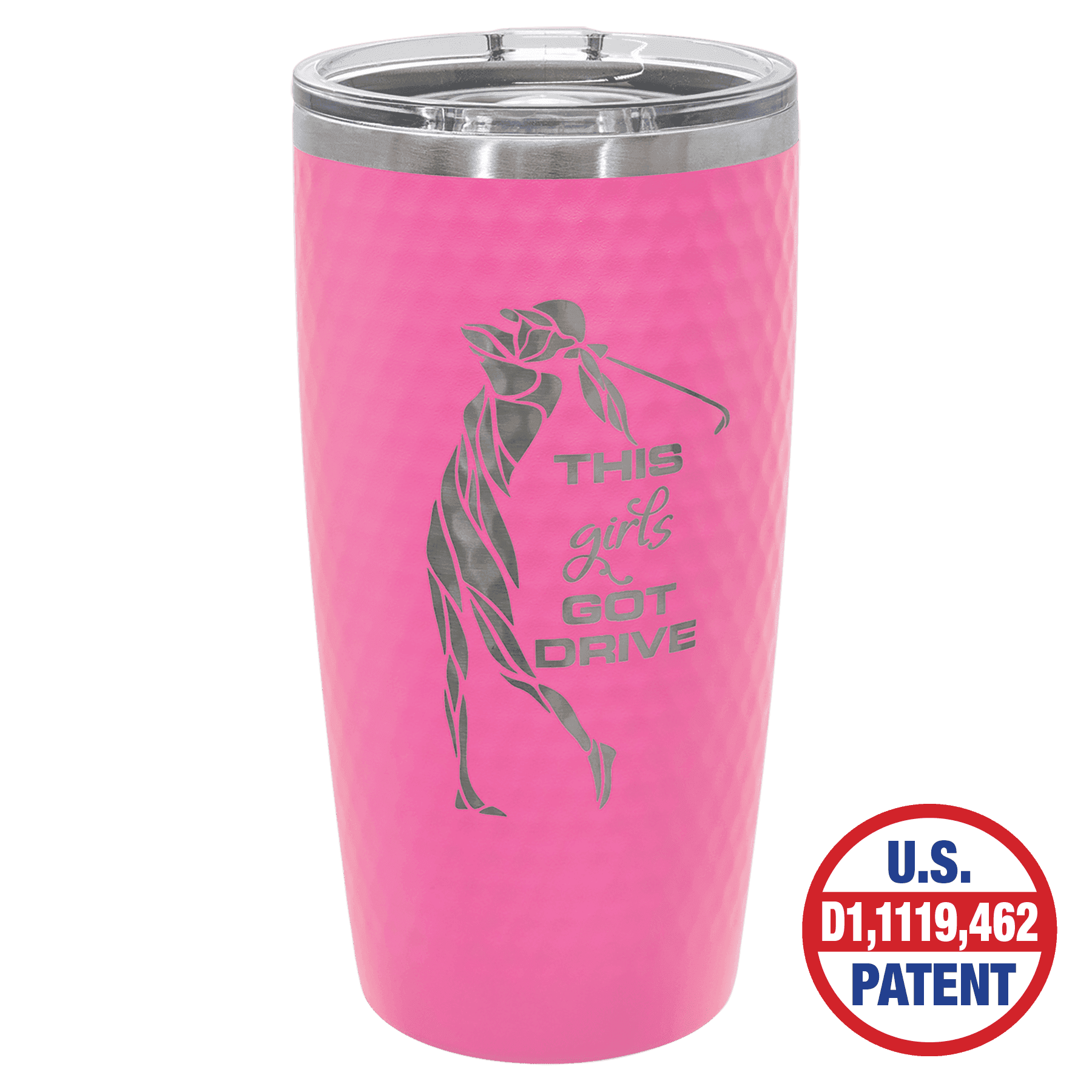 20 oz. Pink Golf Tumbler with Full Dimples and Slider Lid
