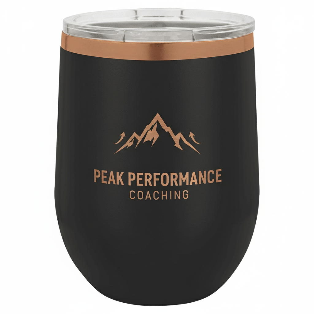 Custom 12 oz. Black or White Rose Gold Stemless Wine Tumbler