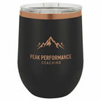 Custom 12 oz. Black or White Rose Gold Stemless Wine Tumbler