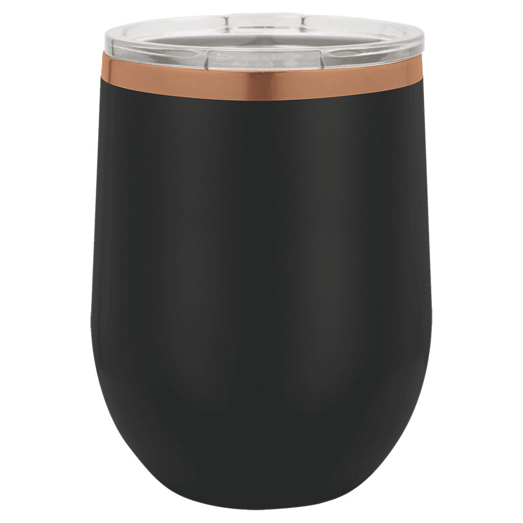 Custom 12 oz. Black or White Rose Gold Stemless Wine Tumbler
