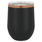 Custom 12 oz. Black or White Rose Gold Stemless Wine Tumbler