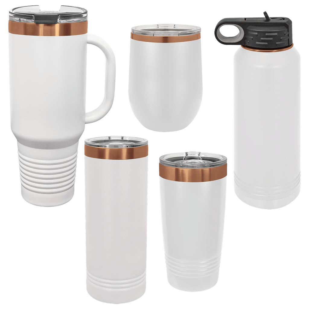 Custom 12 oz. Black or White Rose Gold Stemless Wine Tumbler