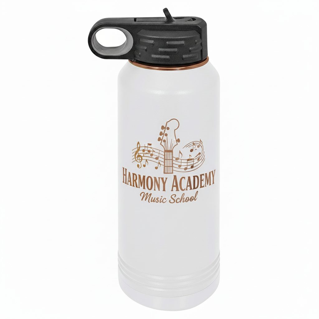 Custom 32 oz. Black or White Rose Gold Water Bottle