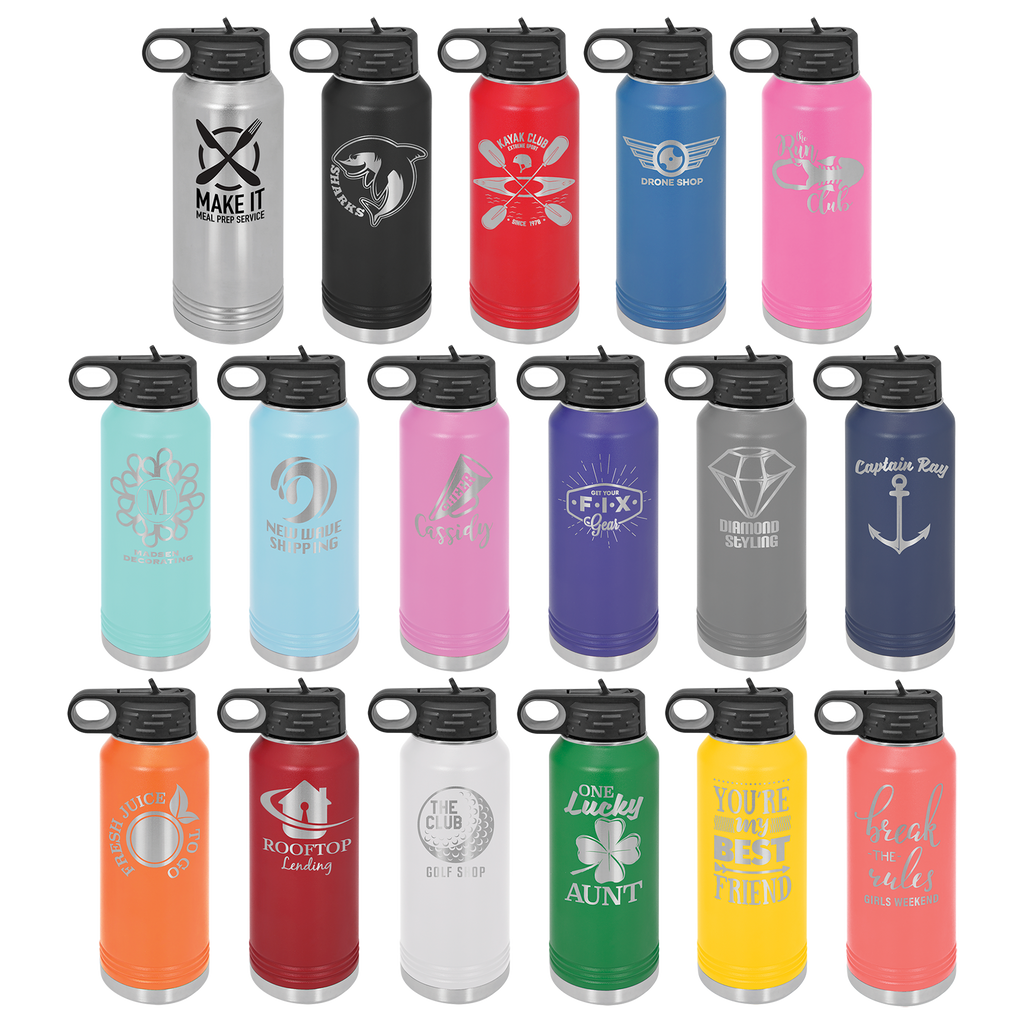 32 oz Water Bottle - Customizable Bottle with Flip Lid