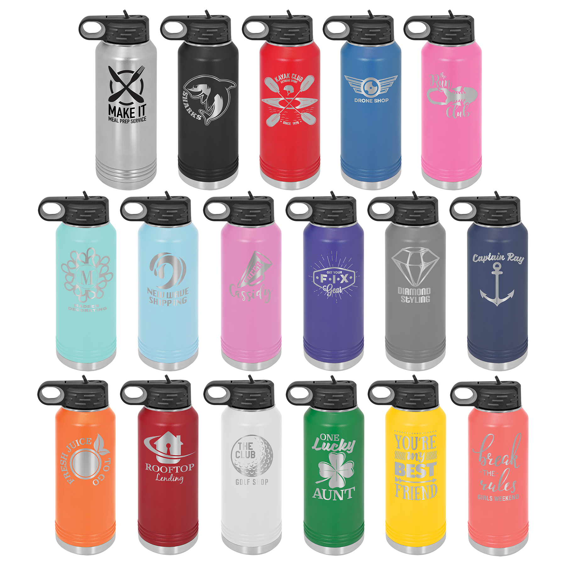 32 oz Water Bottle - Customizable Bottle with Flip Lid