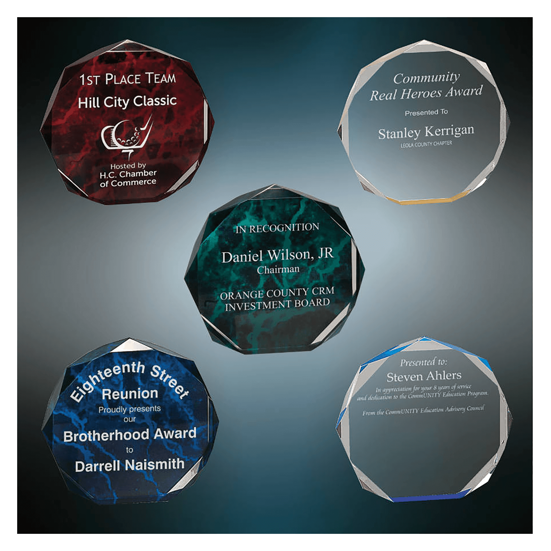 Octagon Award Acrylic Blank Sample Set
