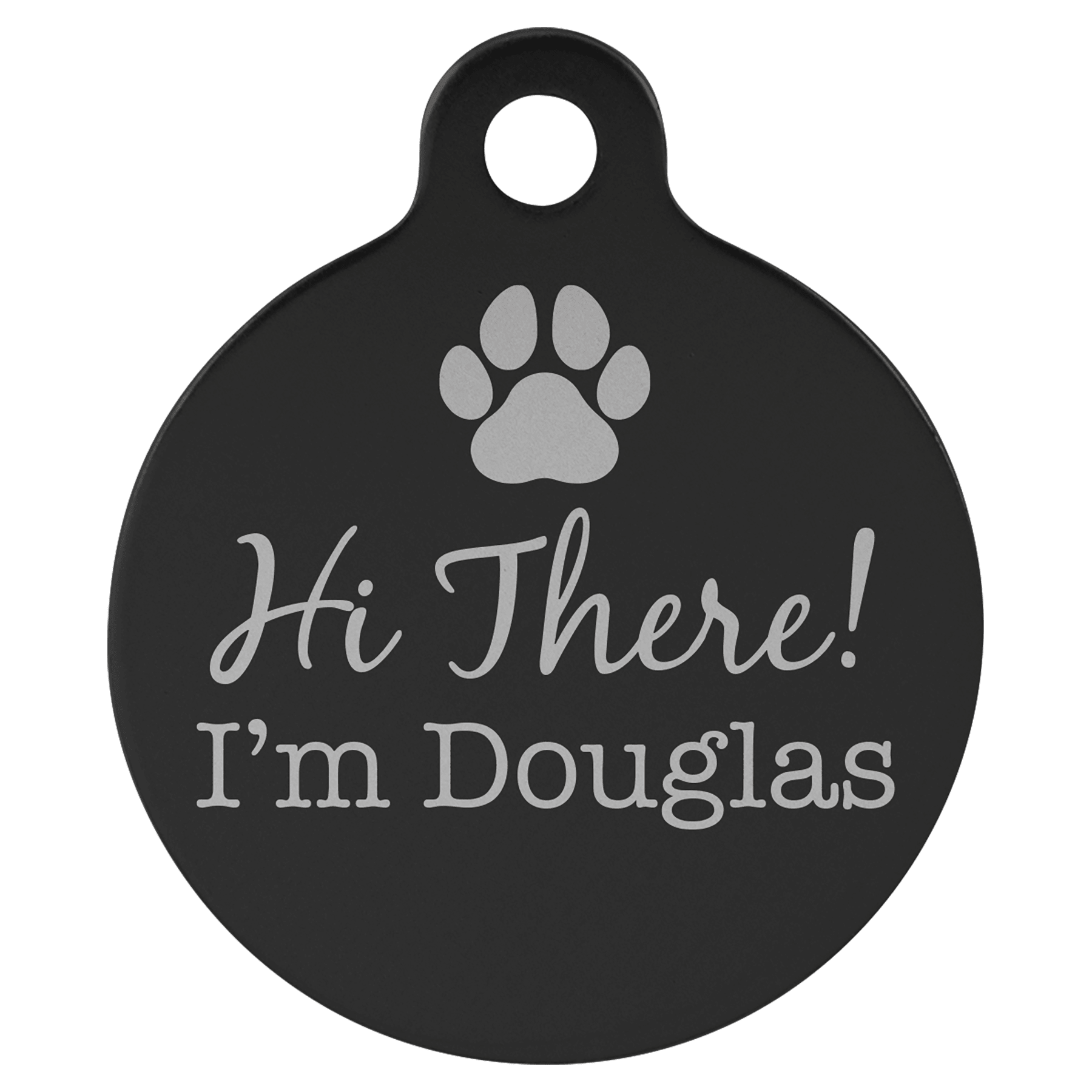 Laserable Anodized Aluminum Round Pet Tag with Tab