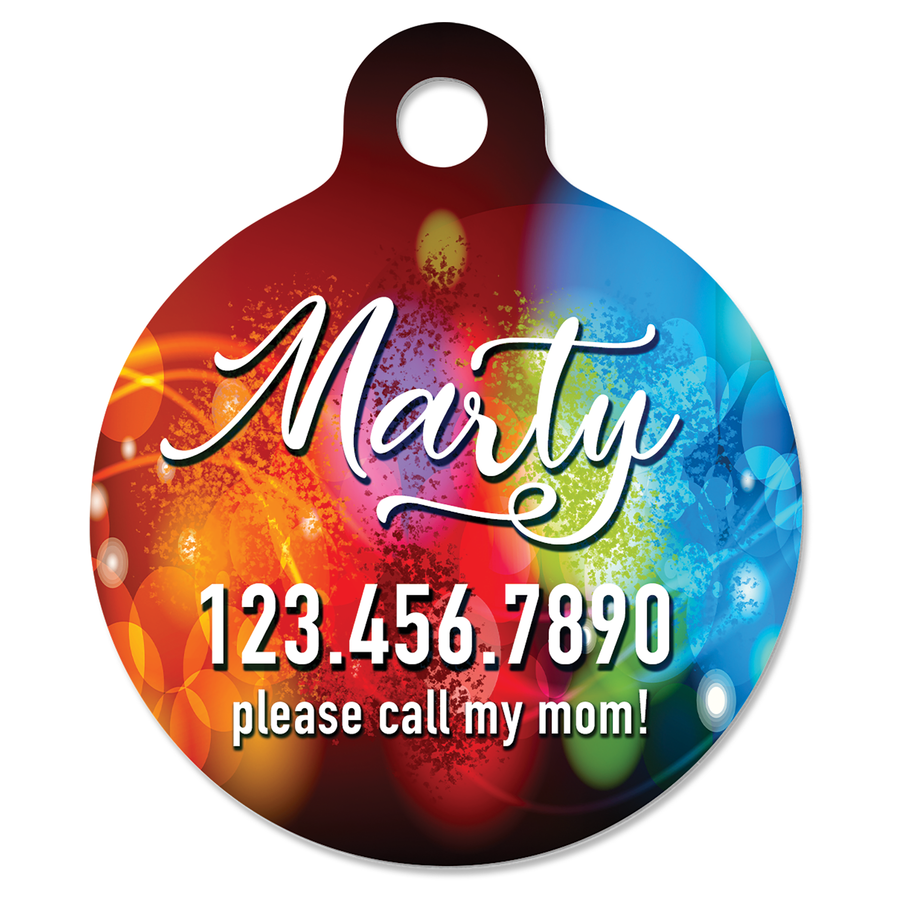 Sublimatable Gloss White Aluminum Round Pet Tag with Tab