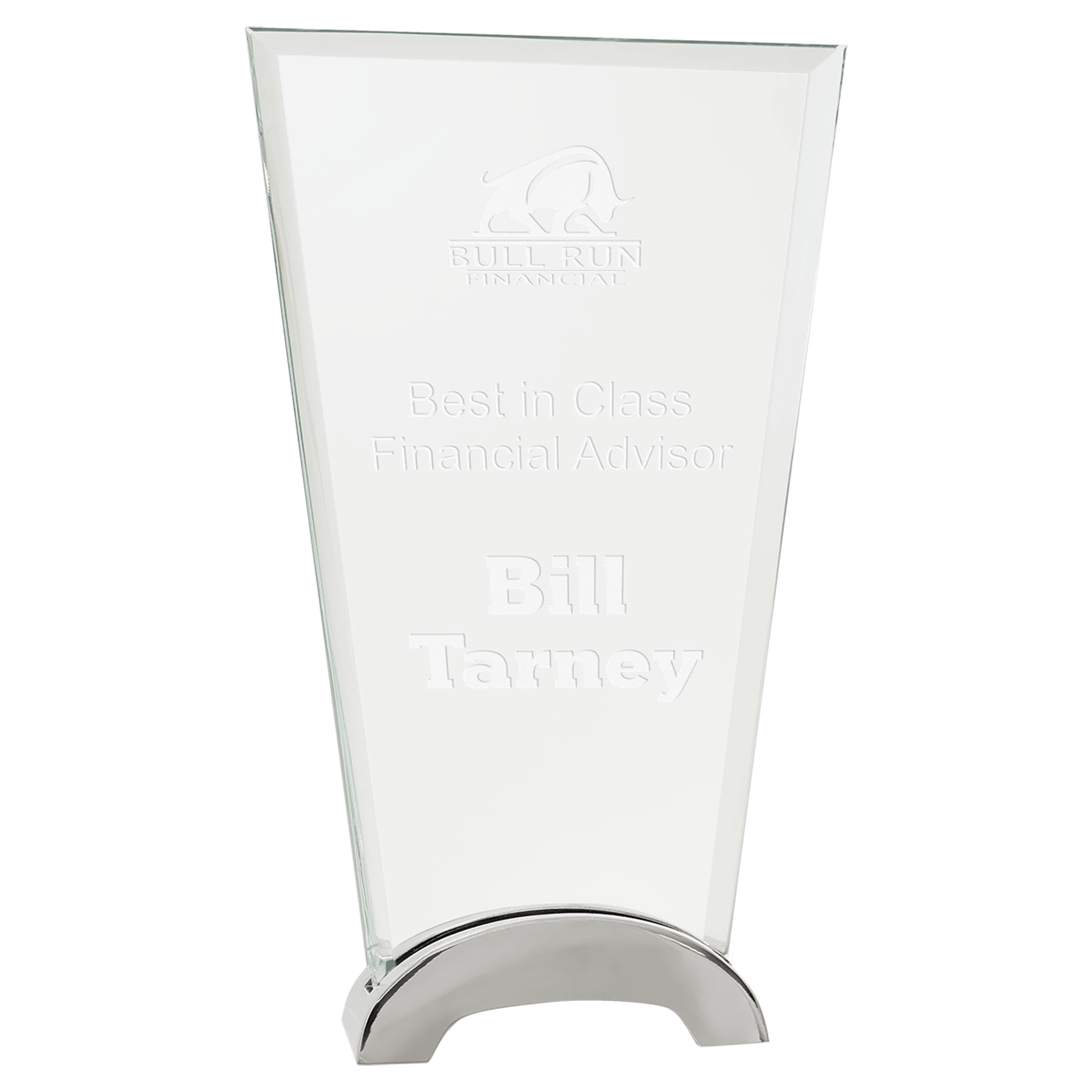 Premier Platinum Glass Fan Award with Arch Metal Base