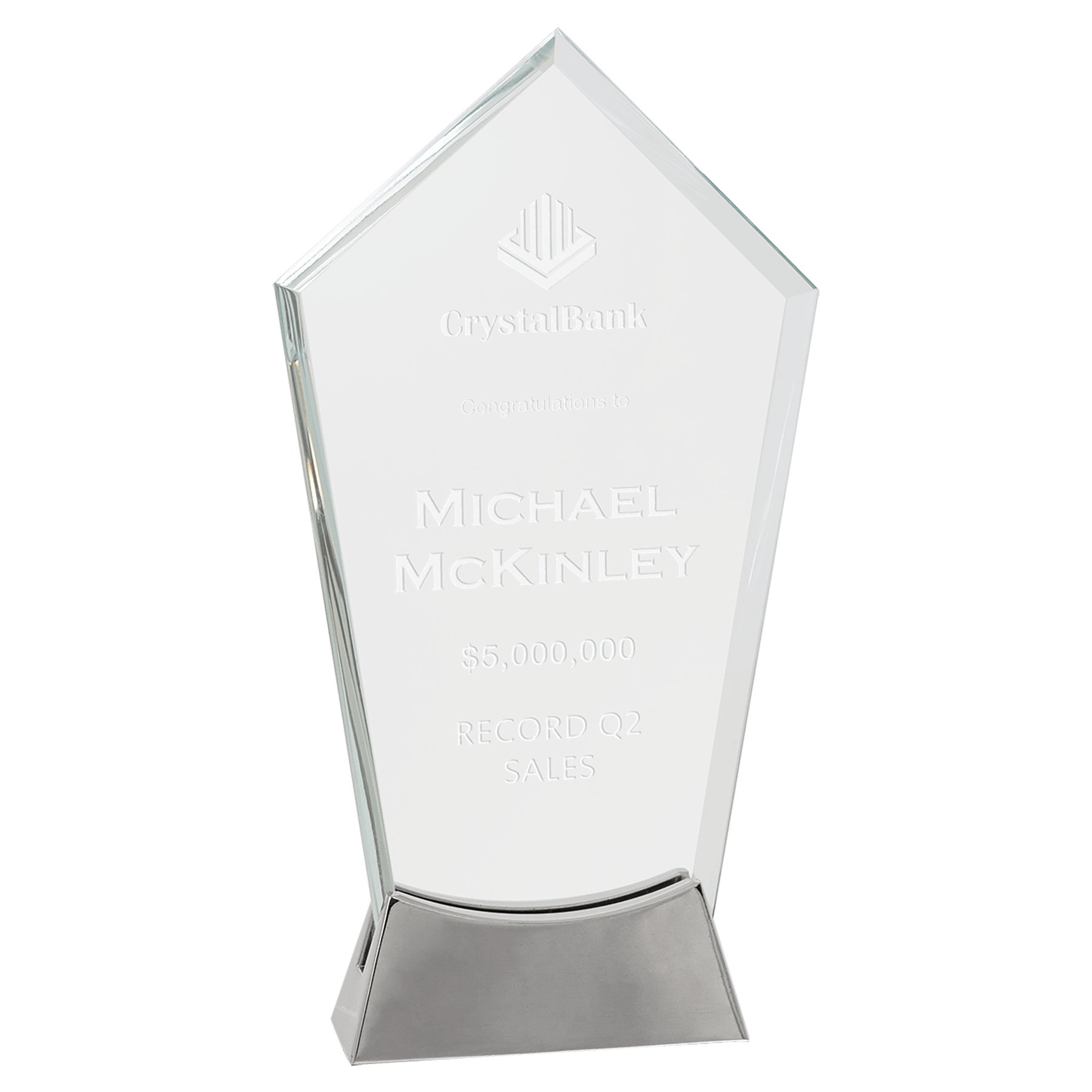 Premier Platinum Glass Peak Award with Full Metal Base