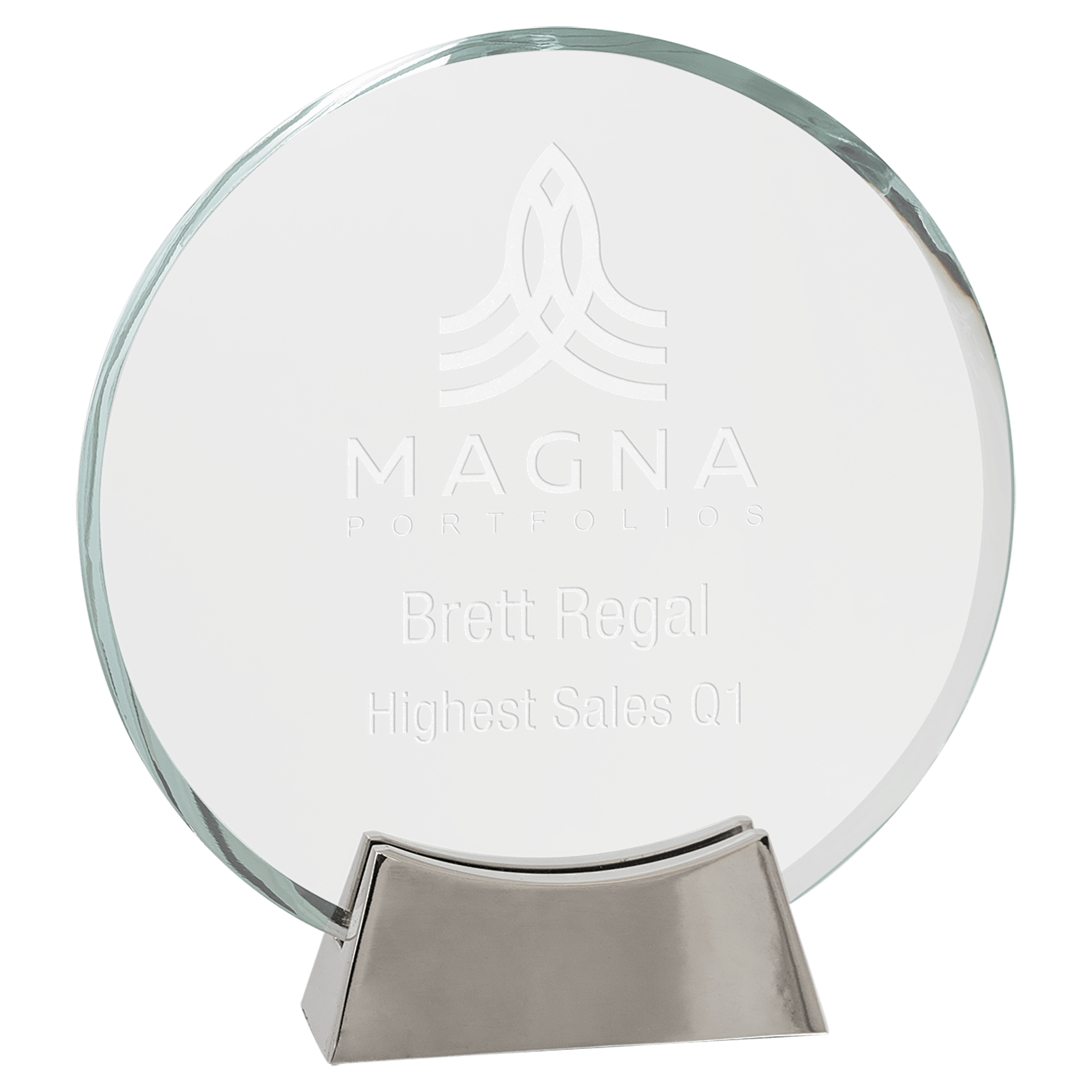 Premier Platinum Glass Round Award with Full Metal Base