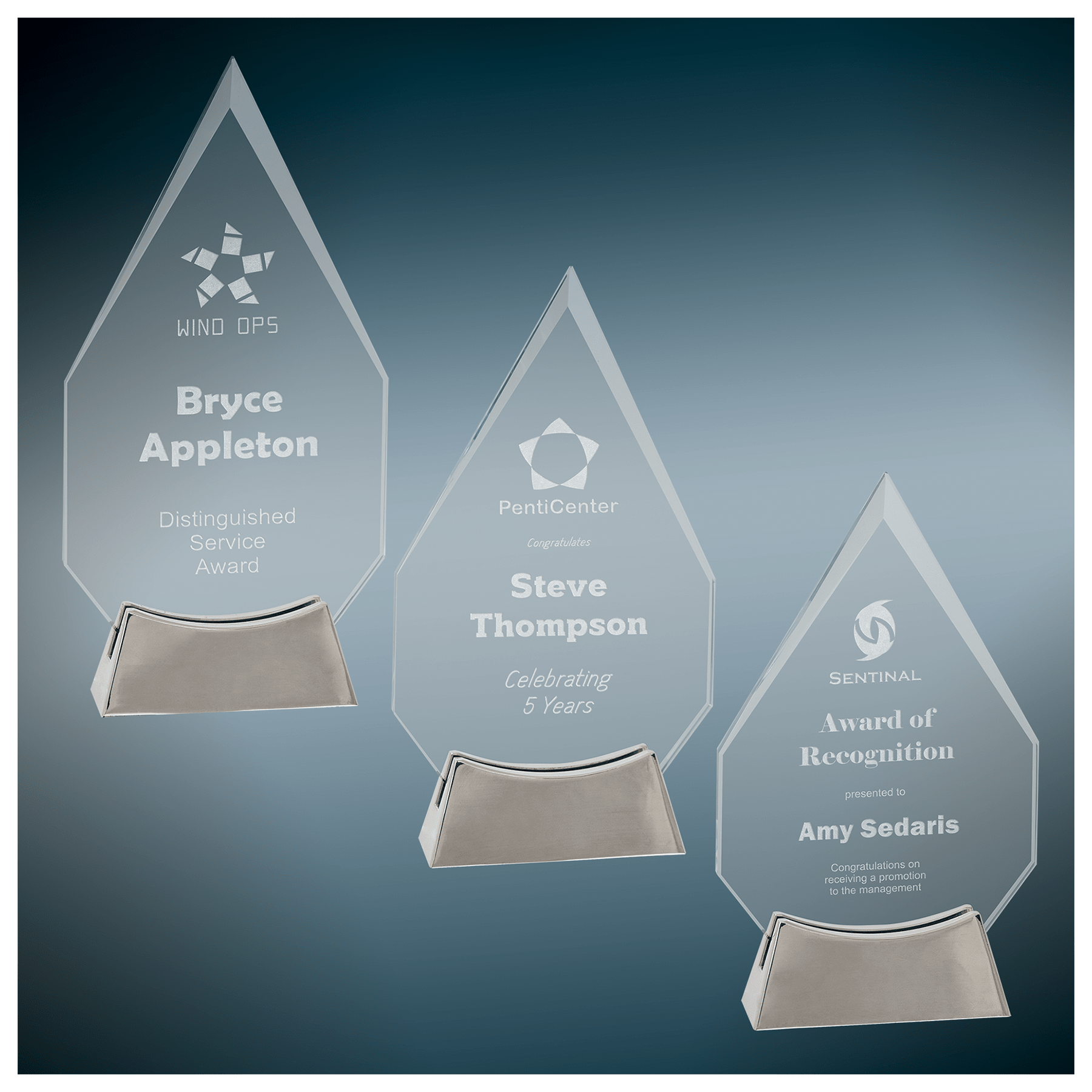 Premier Platinum Glass Diamond Award with Full Metal Base Sample Set