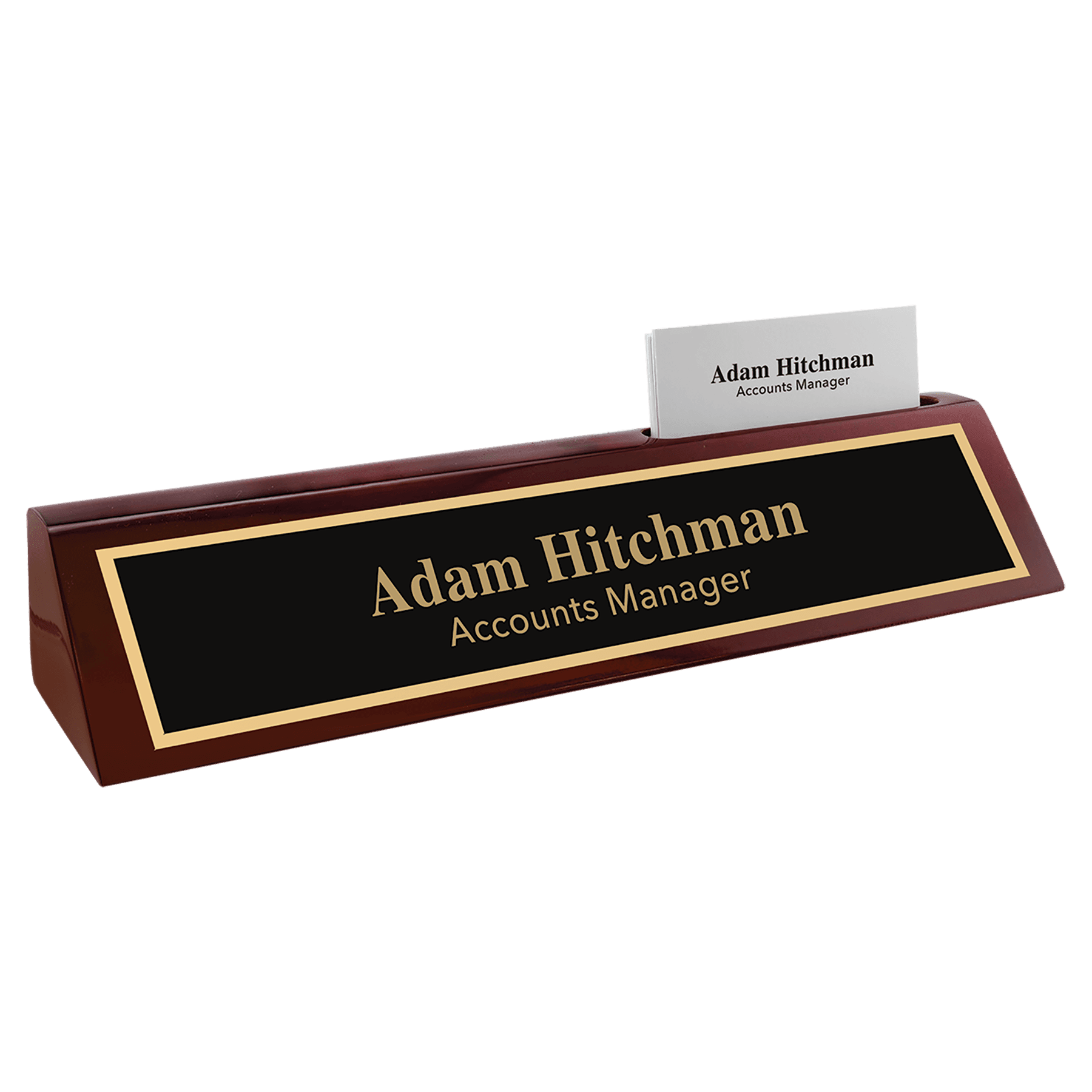 Piano Finish Desk Wedge with Business Card Holder