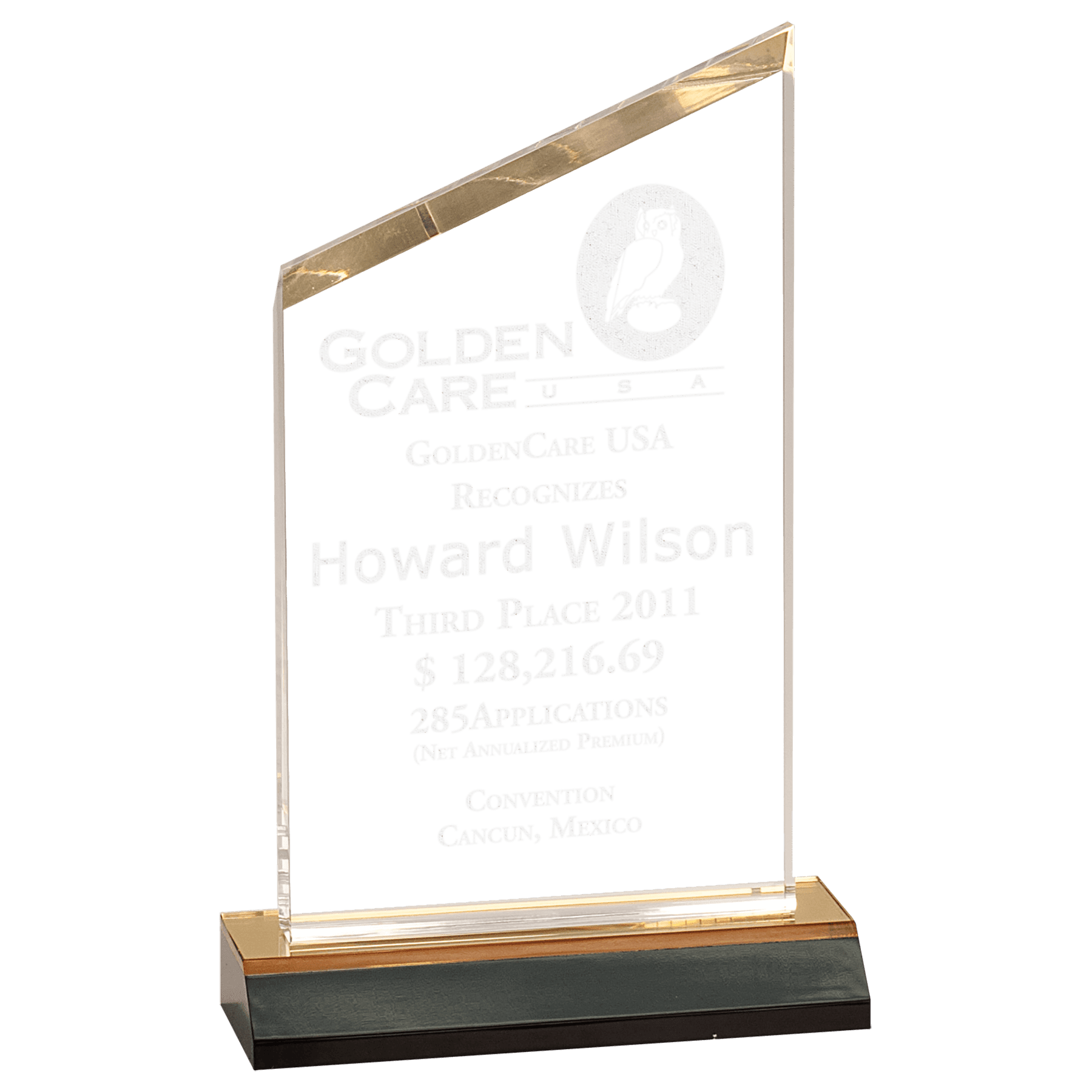 Gold Reflection Beveled Peak Acrylic Award
