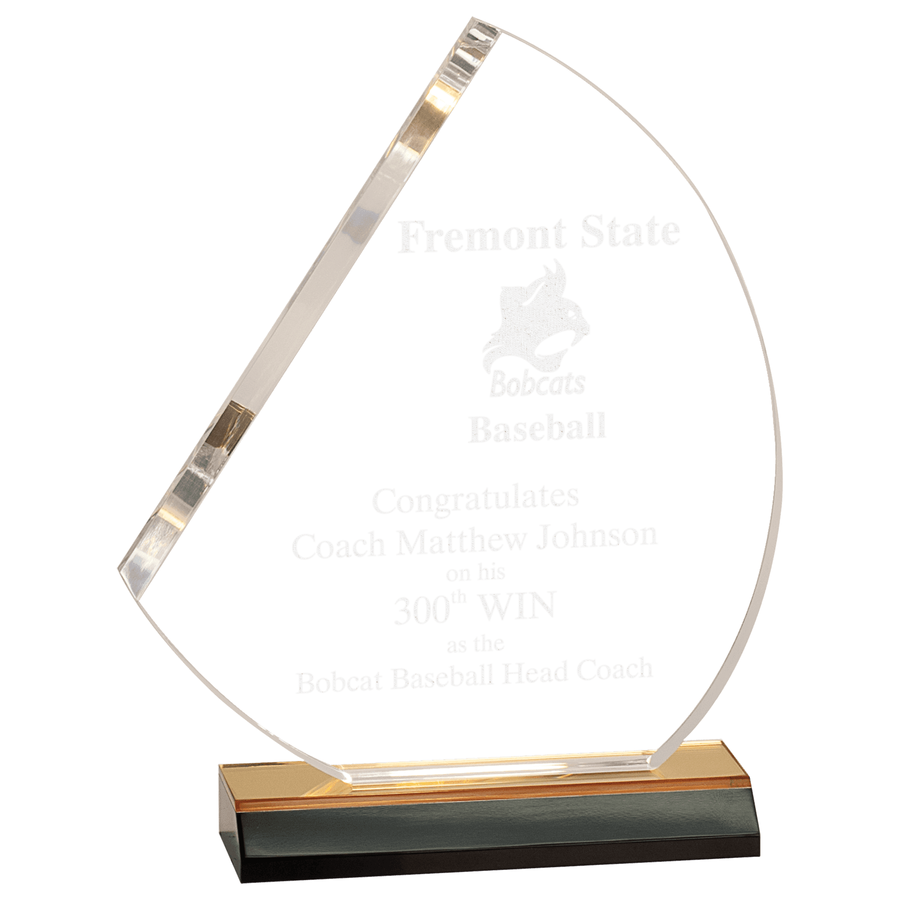 Gold Reflection Sail Acrylic Award with Gold Mirror Base