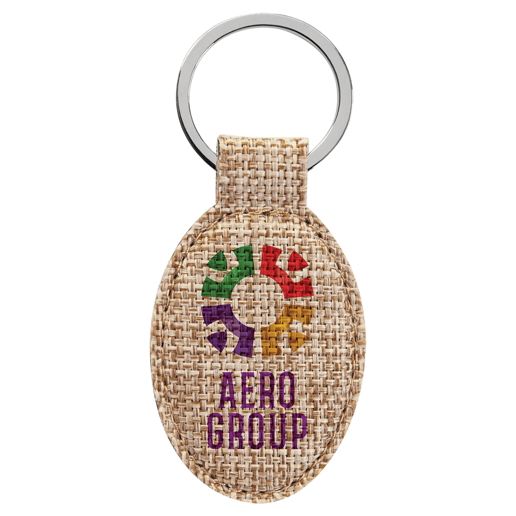 Oval Sublimatable Burlap Keychain