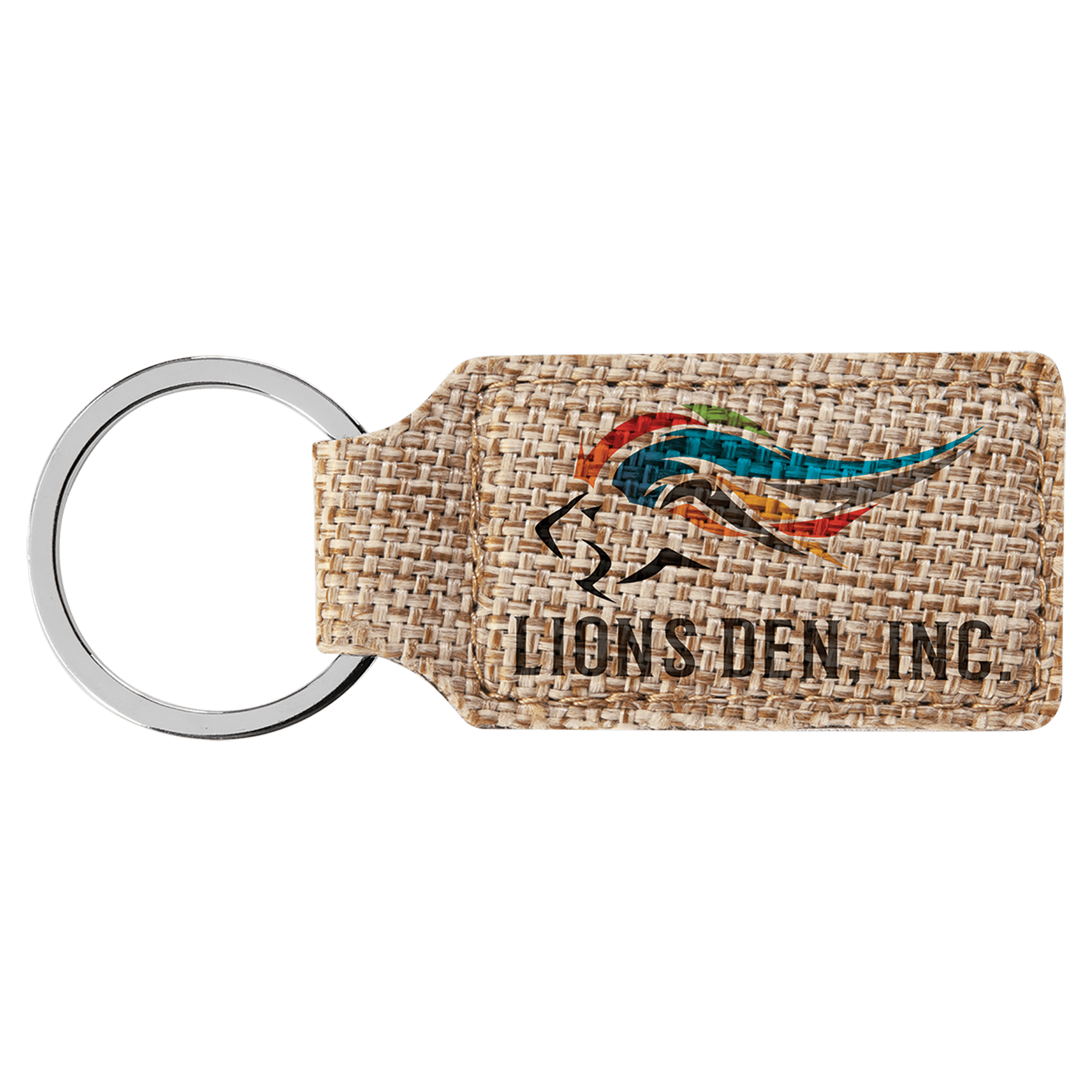 Rectangle Sublimatable Burlap Keychain