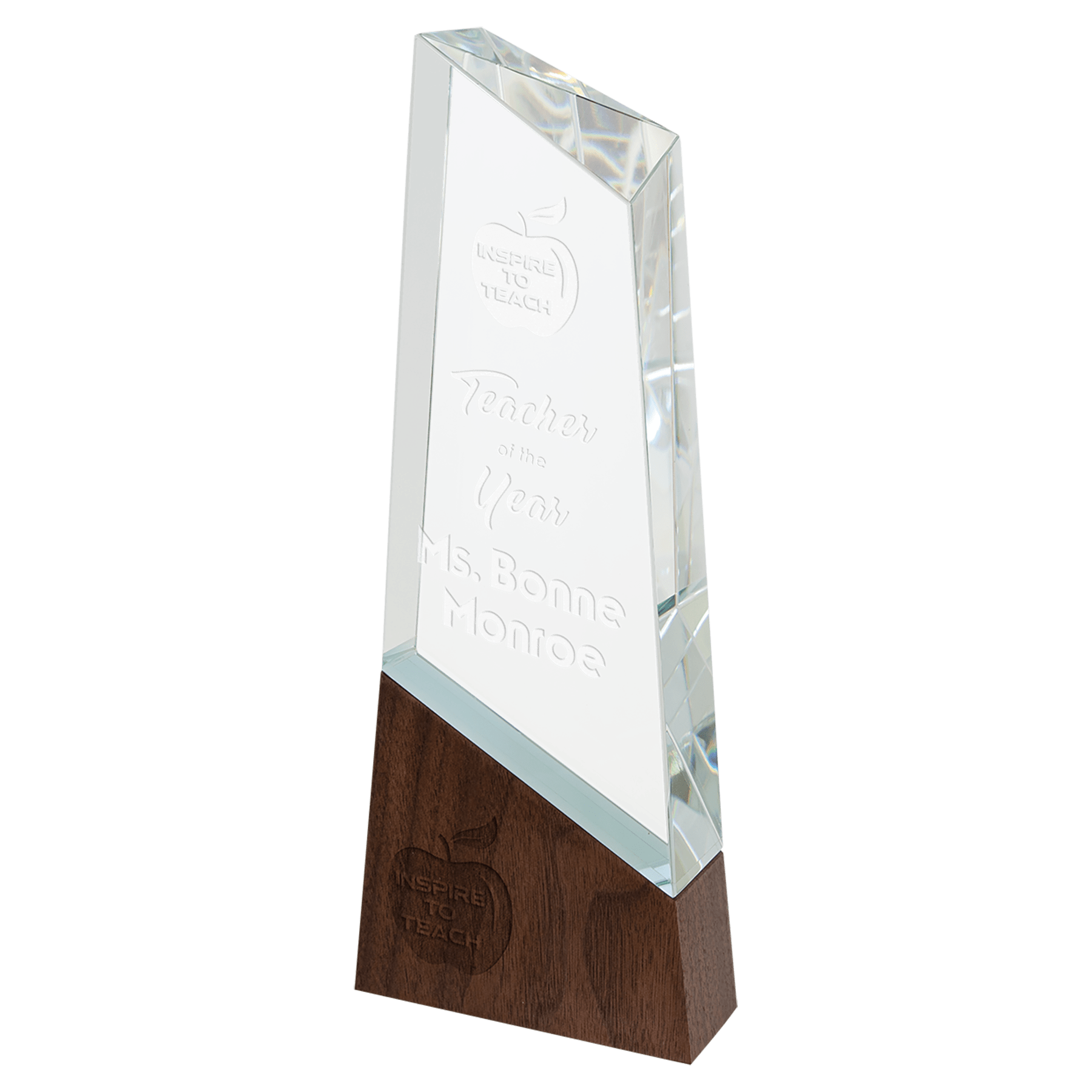 Sierra Glass Peak Award with Walnut Base