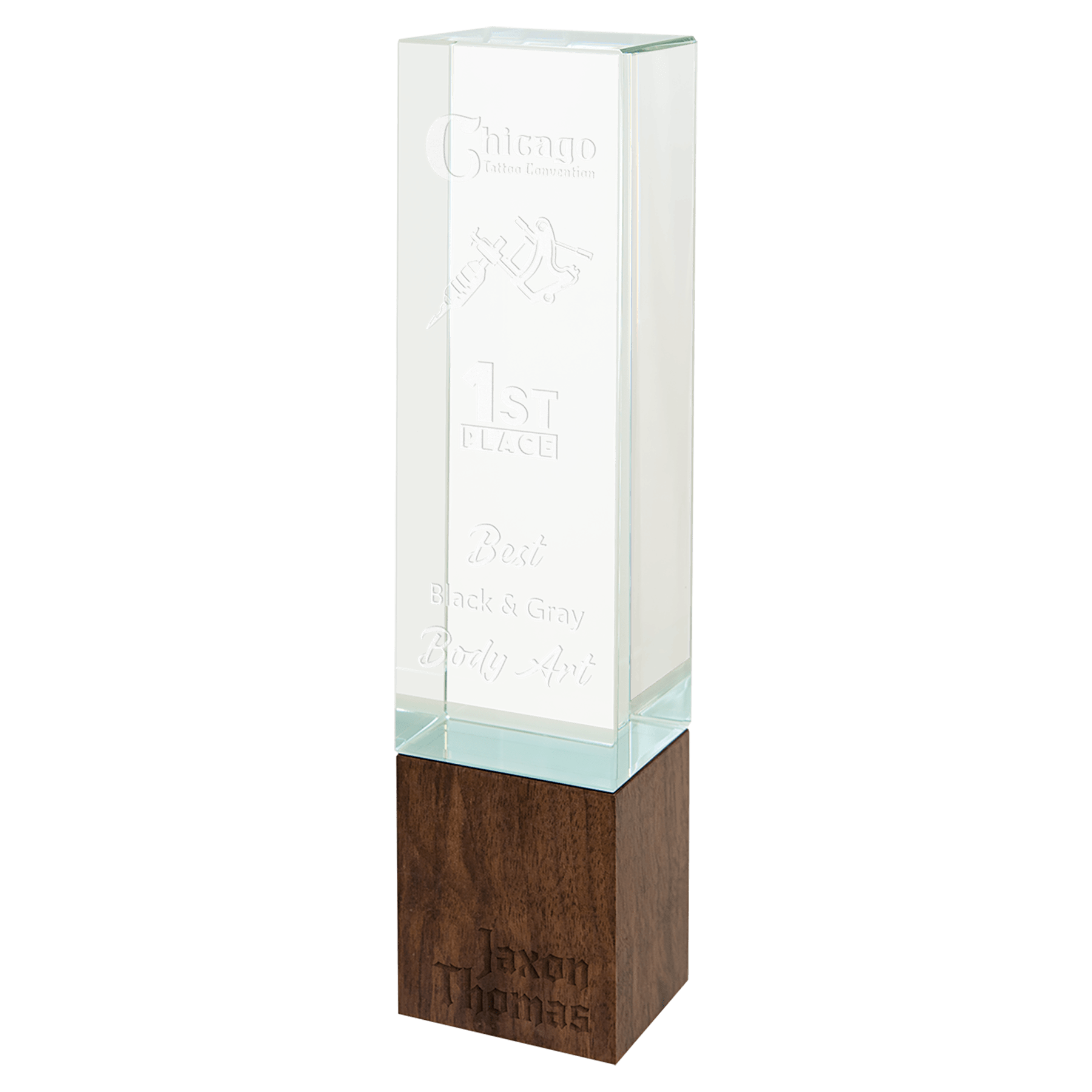 Sierra Glass Rectangle Award with Walnut Base