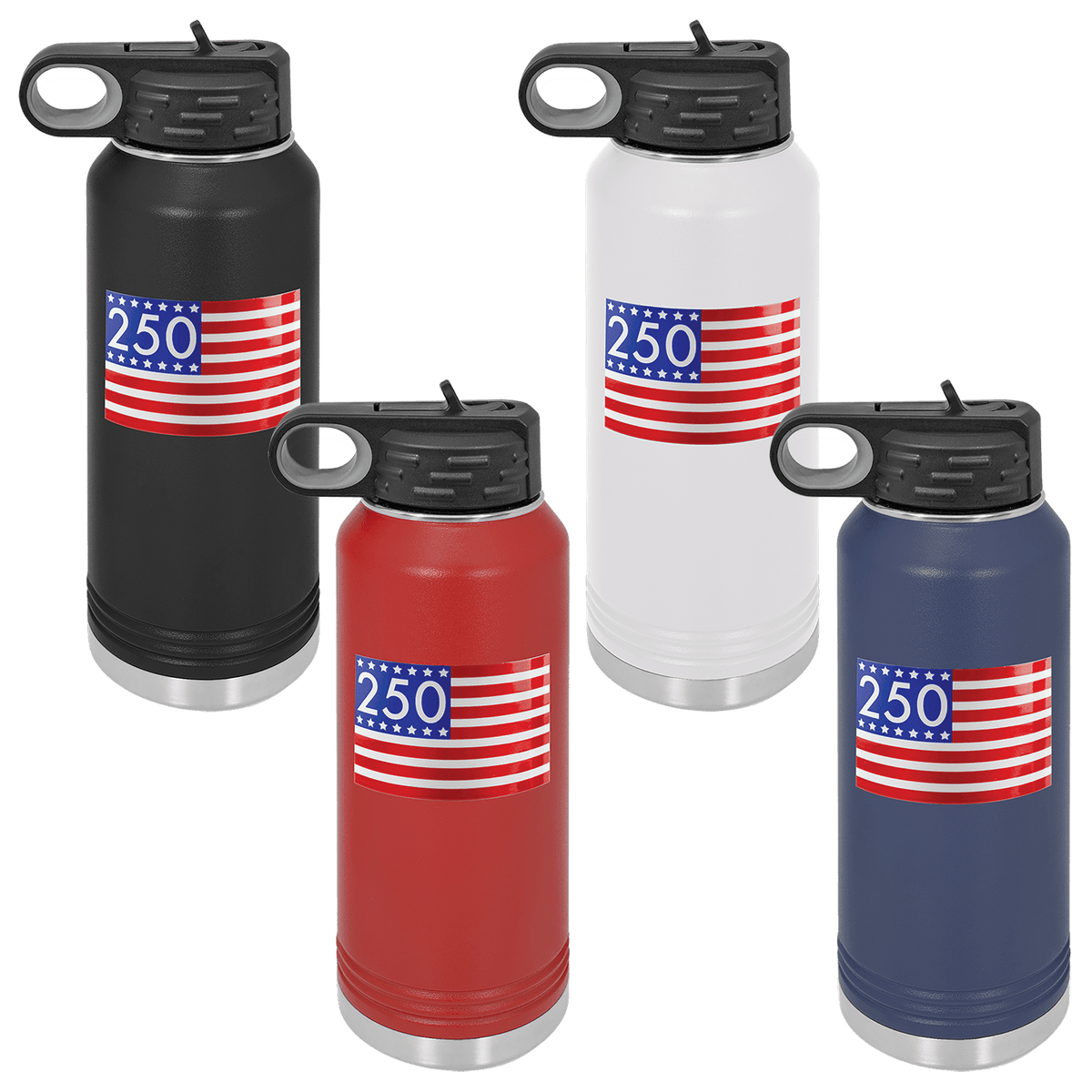 Polar Camel Stars and Stripes 250 UV DTF Sticker Water Bottle