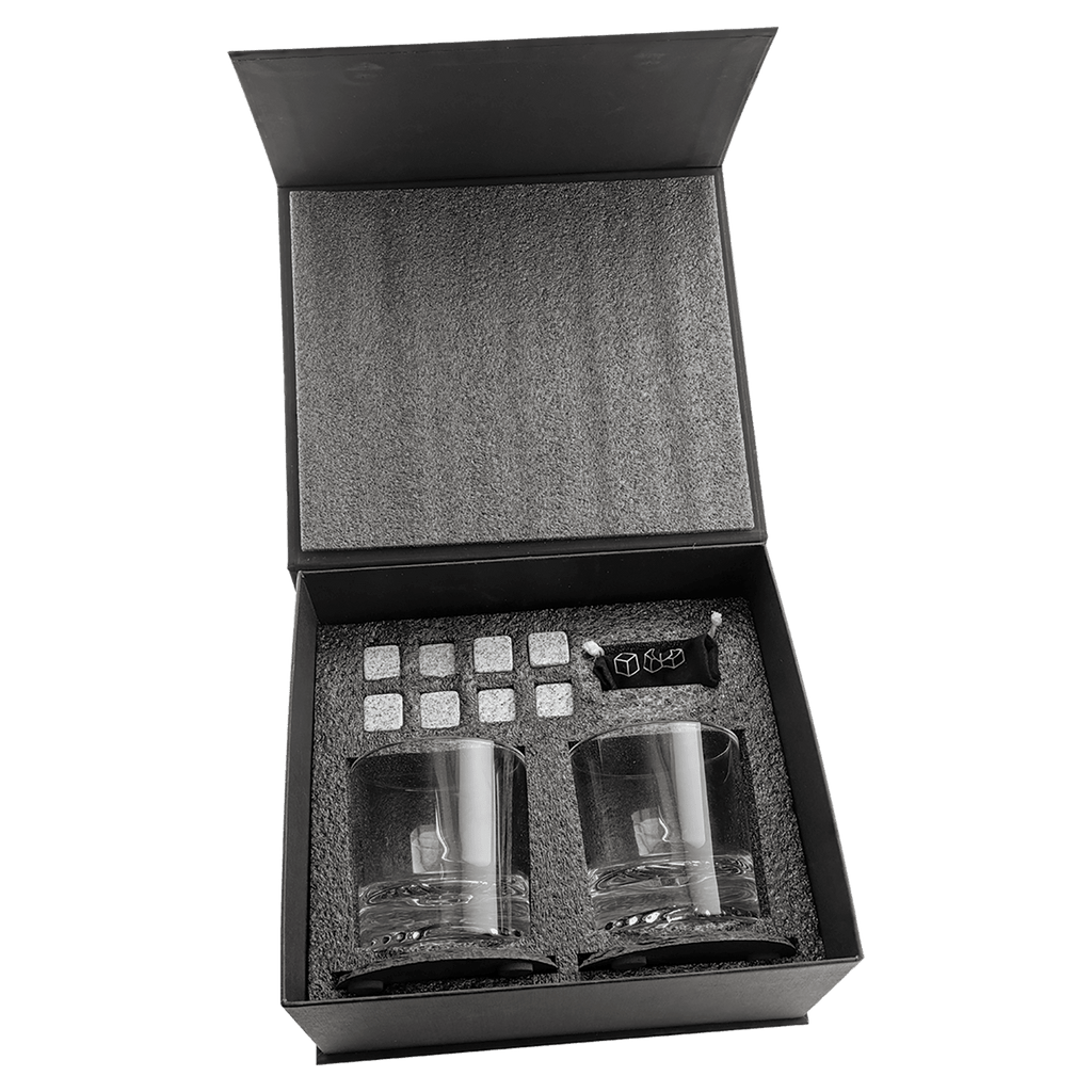 Luxury Whiskey Set: Glasses, Coasters & Reusable Chilling Stones Gift Box