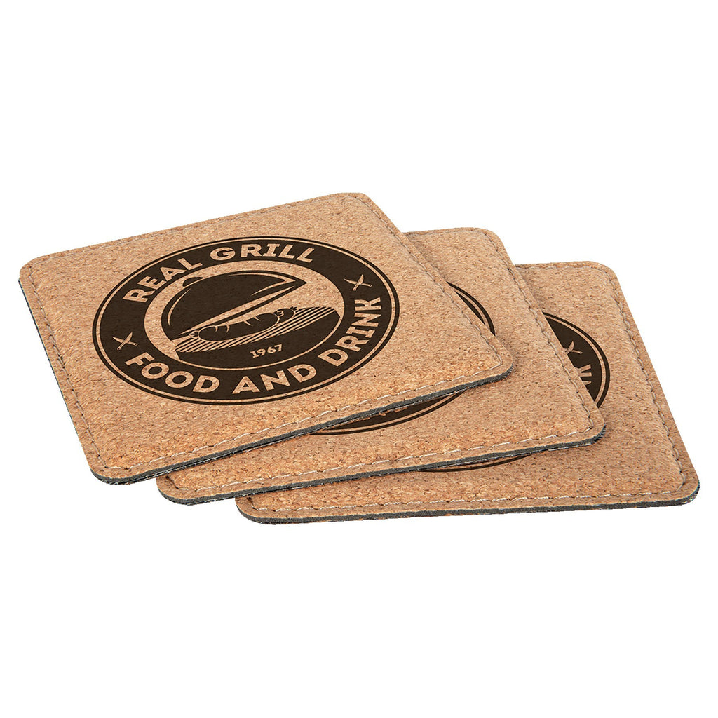 Custom Laser Engravable Leatherette Coaster - Square