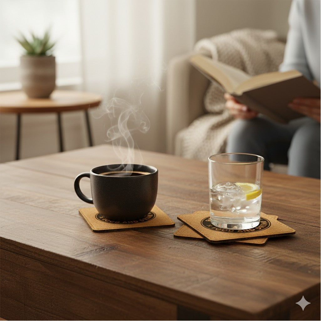 Custom Laser Engravable Leatherette Coaster - Square