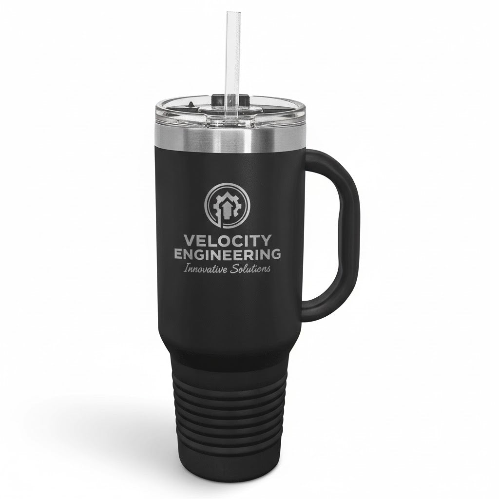 40 oz. Polar Camel High-Endurance Travel Mug with Handle, Snap Lid & Straw- Insulated Powder Coated Tumbler