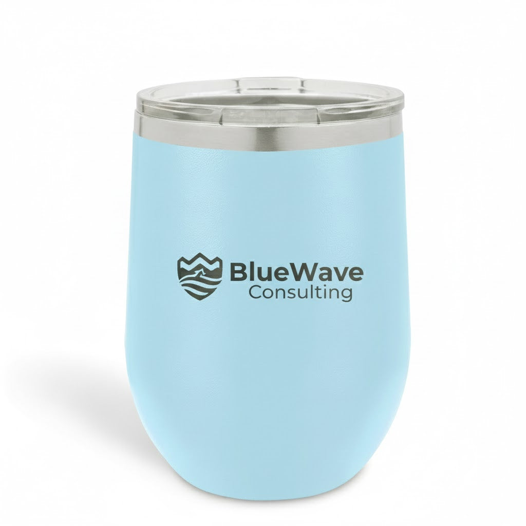 12 oz Blank Stemless Wine Tumbler | Customizable Insulated Cup with Lid