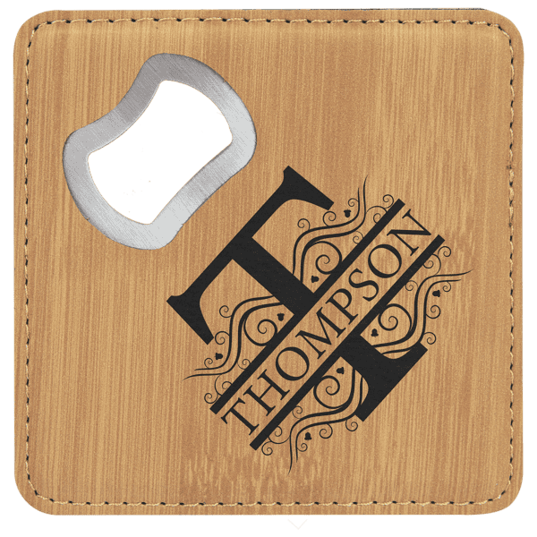 4x4 Leatherette Bottle Opener Coaster - Square - Image 10