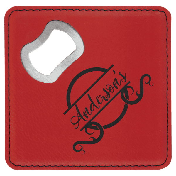 4x4 Leatherette Bottle Opener Coaster - Square - Image 11